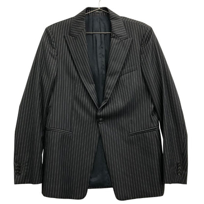 中古■エンポリオアルマーニ シングル ジャケット ジュードライン ストライプ柄 メンズ サイズ52 ブラック EMPORIO ARMANI 【AFB46】