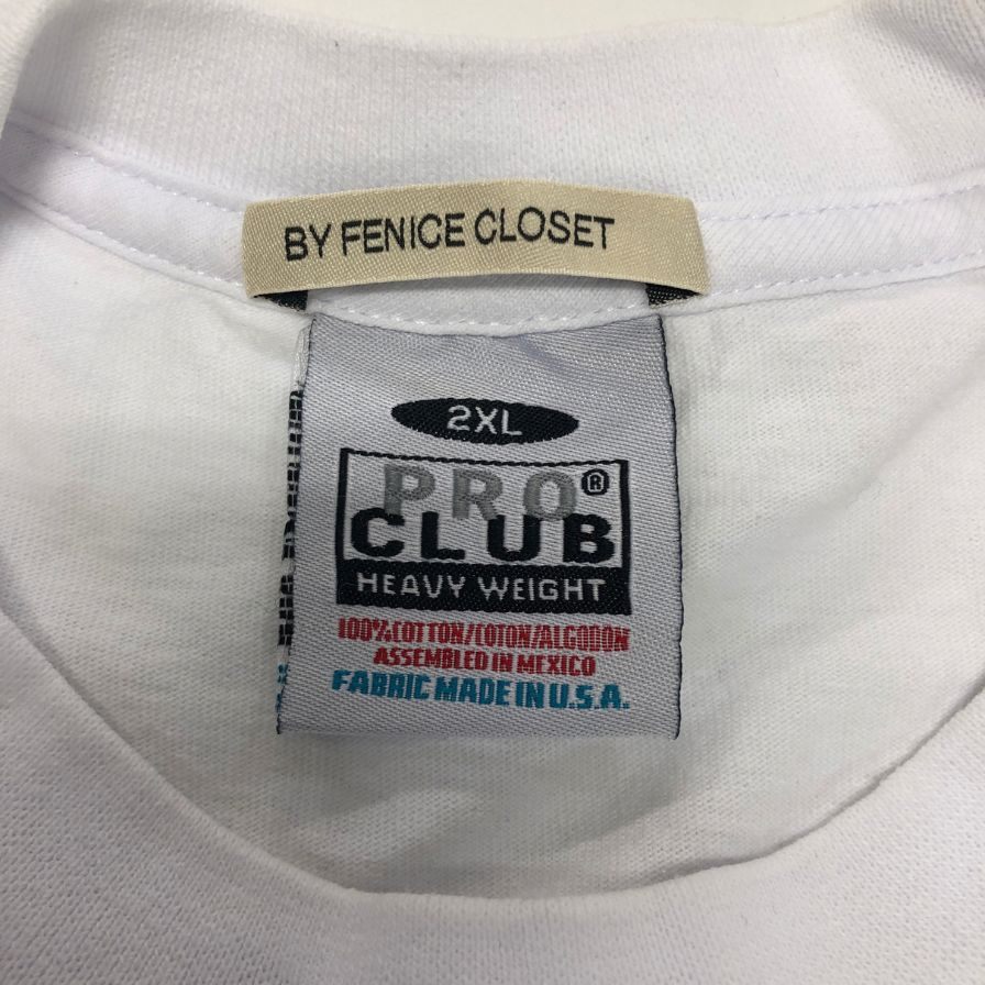 極美品◆プロクラブ Tシャツ BY FENICE CLOSET ヘビーウェイト ホワイト メンズ サイズ2XL PRO CLUB 【AFB4】