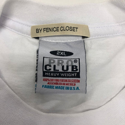 極美品◆プロクラブ Tシャツ BY FENICE CLOSET ヘビーウェイト ホワイト メンズ サイズ2XL PRO CLUB 【AFB4】