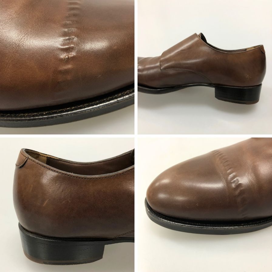 シェットランドフォックス ダブルモンク カーフ ブラウン UK6.5 メンズ SHETLANDFOX ビジネスシューズ 約25.0cm【LA】【中古】