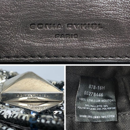 ソニアリキエル チェーンショルダーバッグ スパンコール シルバー金具 ネイビー×シルバー レディース SONIA RYKIEL【AFE4】