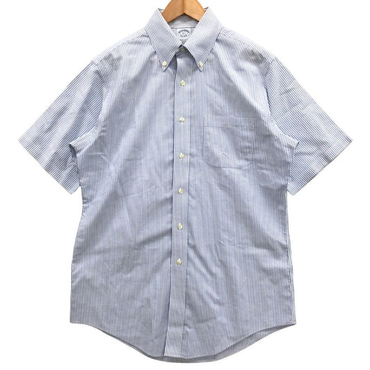 中古◆ブルックスブラザーズ シャツ 半袖 ボタンダウン ストライプ 綿 メンズ ブルー サイズ15.5 Brooks Brothers 【AFB25】