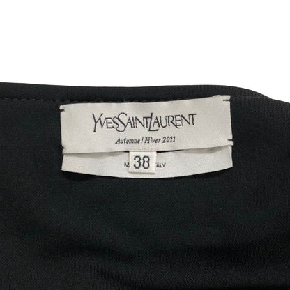 美品◆イヴサンローラン ワンピース ウール レザーテープ ブラック レディース サイズ38 YVES SAINT LAURENT 【AFB44】