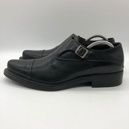 プラダ レザーシューズ シングルモンク ストレート カーフ メンズ ブラック サイズ 6 PRADA 約25.0cm【PTM3】