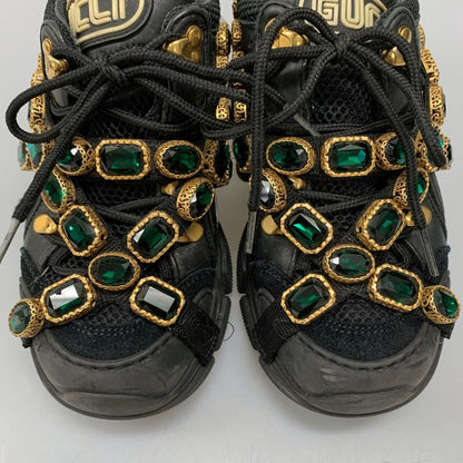 グッチ ローカットスニーカー ラインストーン ベルト ダッド 厚底 ブラック レディース サイズ35 GUCCI 約22.0cm【AFC32】