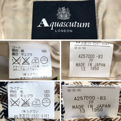 美品◆アクアスキュータム トレンチコート コットン ウール ライナー ロング丈 ベージュ レディース サイズ7F Aquascutum 【AFA1】
