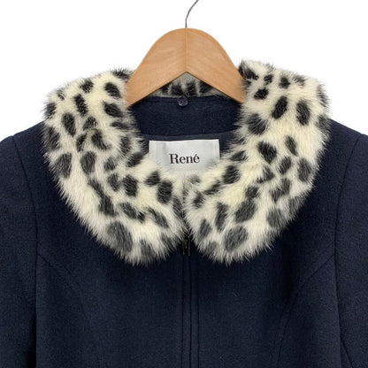 美品◆ルネ コート 6538141A ミンクファー ネイビー サイズ34 レディース Rene 【AFB31】
