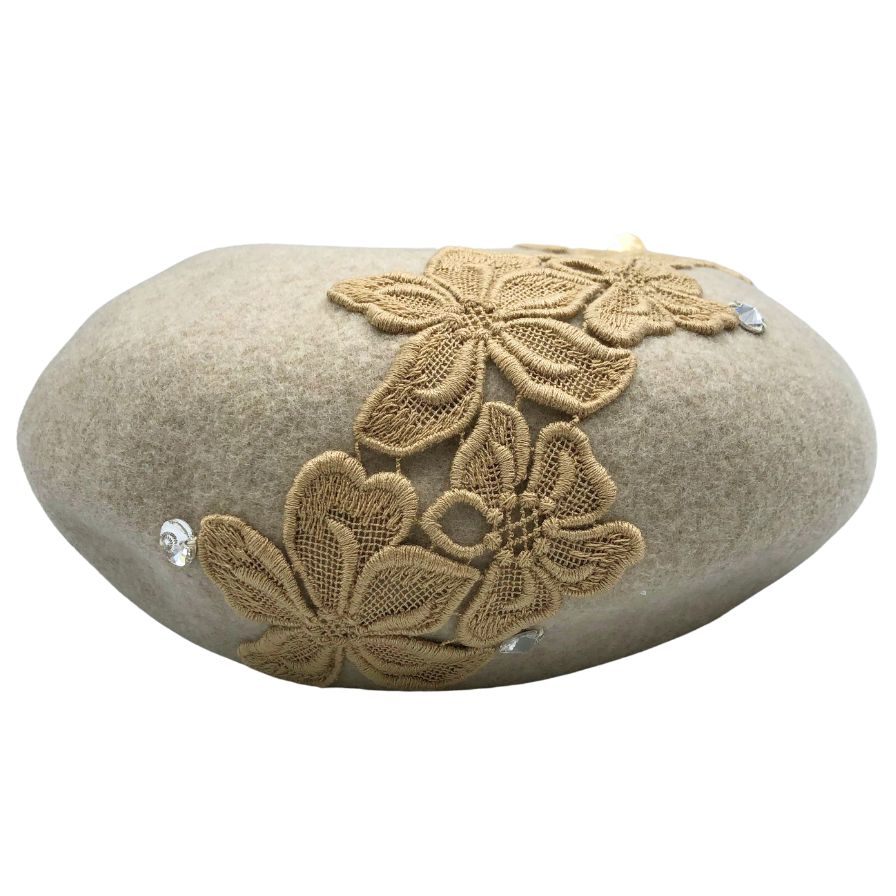 アシーナニューヨーク レディース ベレー帽 刺繍 ラインストーン アマンダ ベージュ Athena New York