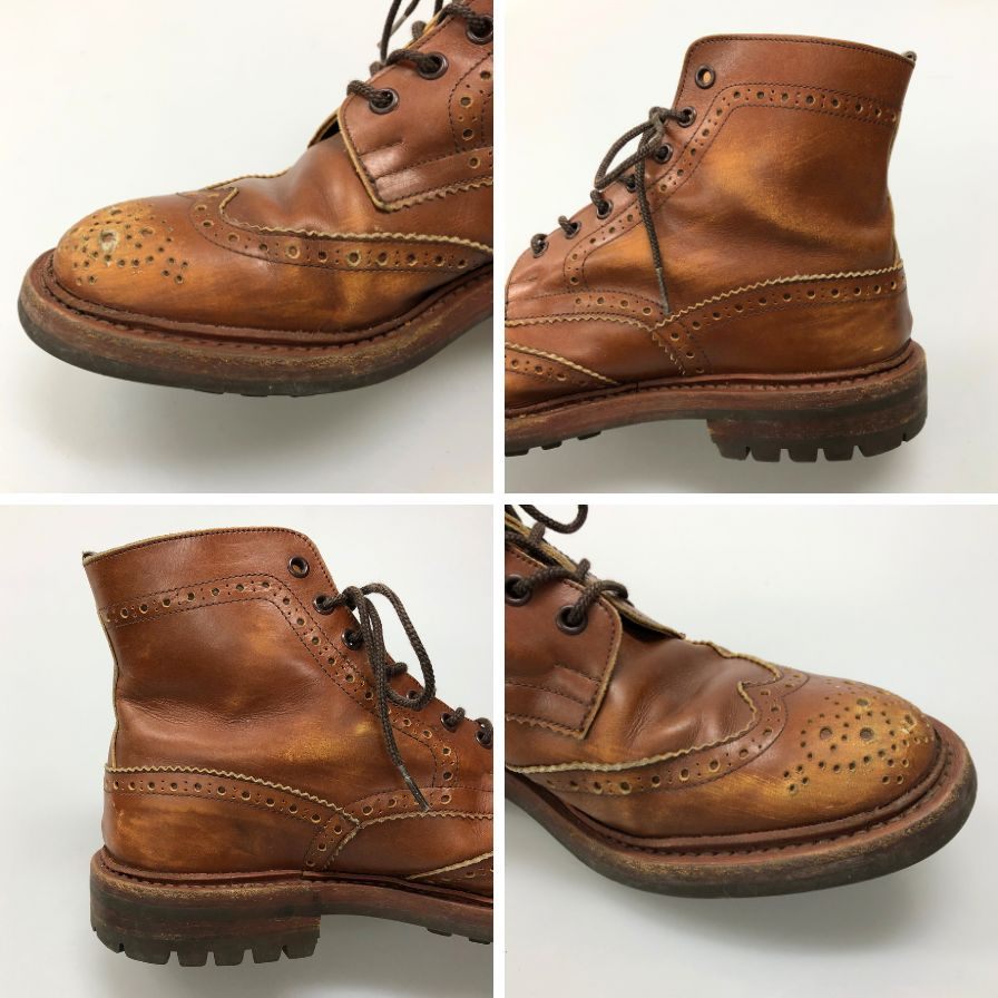 トリッカーズ モールトン M2508 カントリーブーツ ウイングチップ 旧タグ UK8.5 ブラウン Tricker's Malton 約27.0cm【AFC4】