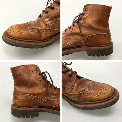 トリッカーズ モールトン M2508 カントリーブーツ ウイングチップ 旧タグ UK8.5 ブラウン Tricker's Malton 約27.0cm【AFC4】