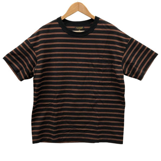 アボンタージ ビームスF 別注 Tシャツ ボーダー ポケット ブラウン ブラック メンズ サイズL A VONTADE BEAMS F【LA】