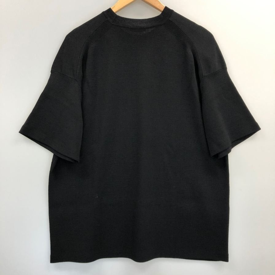 美品◆オーラリー ニット サマーニット Tシャツ 半袖 ウール ポリエステル ブラック系 サイズ3 メンズ AURALEE 【AFB40】