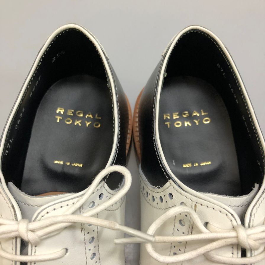 リーガル トーキョー サドルシューズ プレーントゥ コンビ カーフ ブラック×ホワイト メンズ サイズ25.5cm REGAL TOKYO ビジネスシューズ 約25.5cm【LA】【中古】