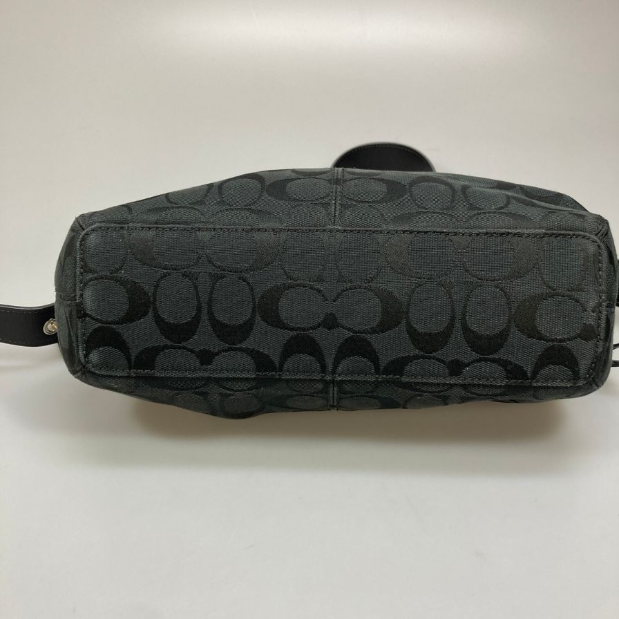 コーチ ハンドバッグ シグネチャー ワンショルダー ロゴ刻印 ガラスレザー レディース ブラック COACH【AFE10】