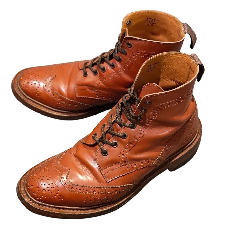 トリッカーズ ポールスミス別注 カントリーブーツ ウイングチップ マロン サイズUK9 メンズ Tricker’s ブーツ 約27.5cm【LA】【中古】