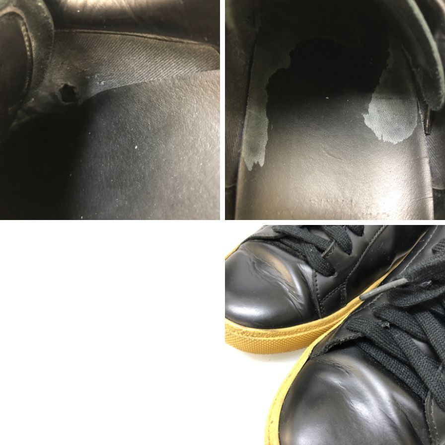 サンローラン レザースニーカー ガムソール 419195 ローカット ブラック 38 メンズ SAINT LAURENT 約23.5cm【AFC8】