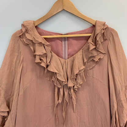 中古◆グレースコンチネンタル ワンピース フリル デザイン シルク チュニック ピンク レディース サイズ36 GRACE CONTINENTAL 【AFB5】