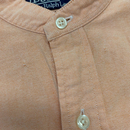 美品◆ポロ ラルフローレン バンドカラーシャツ 90s オールド ピンク メンズ サイズ15.5 Polo Ralph Lauren 【AFB1】