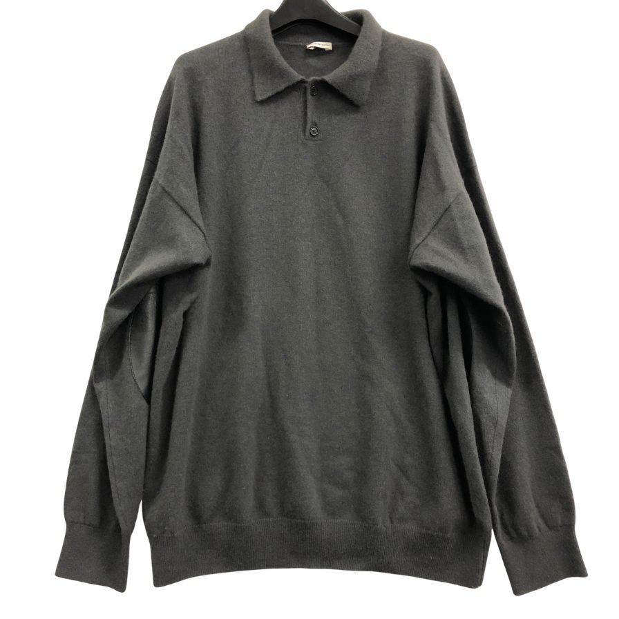 中古◆キャッシュ＆バルバ モンゴリアンカシミヤ エルボーパッチ ポロ ニット カシミヤ100％ グレー メンズ  サイズ4 cash & barba 【AFB43】