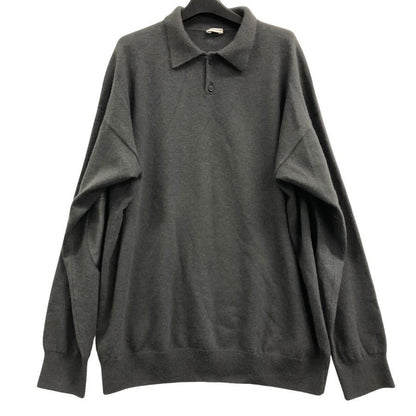 中古◆キャッシュ＆バルバ モンゴリアンカシミヤ エルボーパッチ ポロ ニット カシミヤ100％ グレー メンズ  サイズ4 cash & barba 【AFB43】