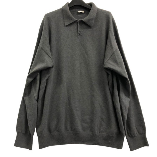 中古◆キャッシュ＆バルバ モンゴリアンカシミヤ エルボーパッチ ポロ ニット カシミヤ100％ グレー メンズ  サイズ4 cash & barba 【AFB43】