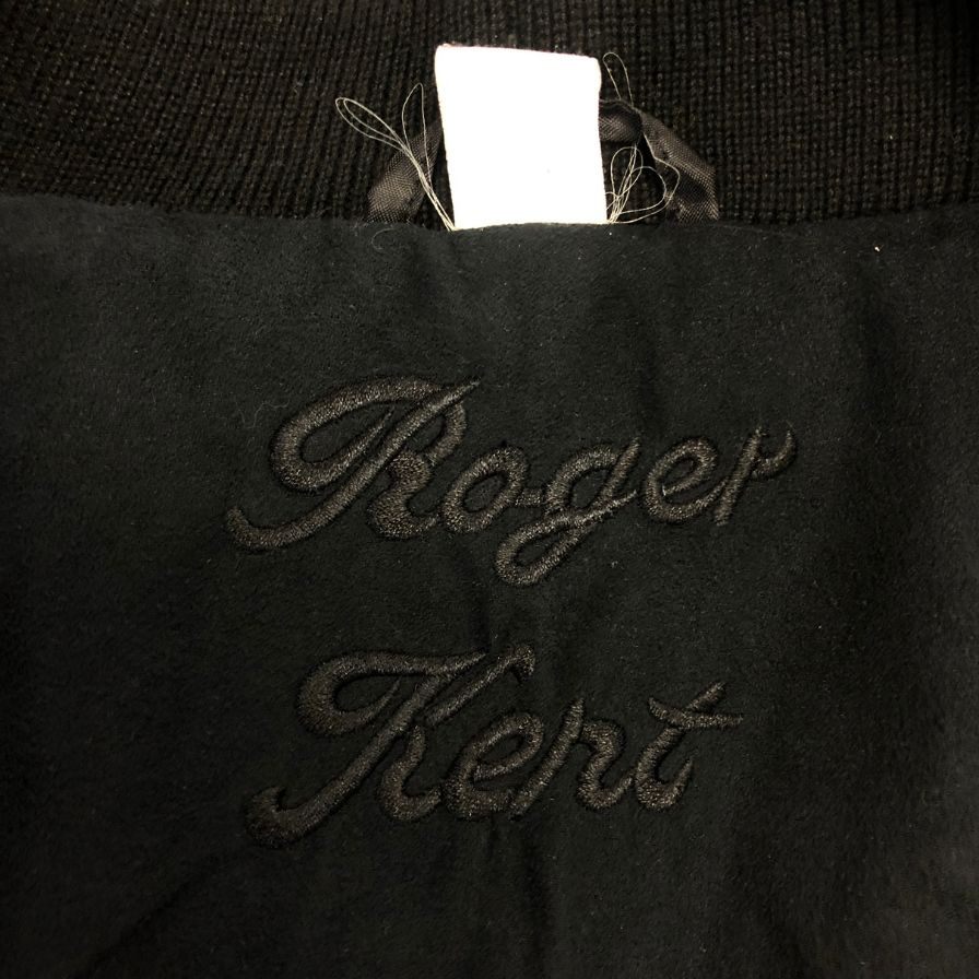 中古◆ロジャーケント ノーカラージャケット スエード切り替え ブラック メンズ サイズ不明 Roger Kent 【AFA16】