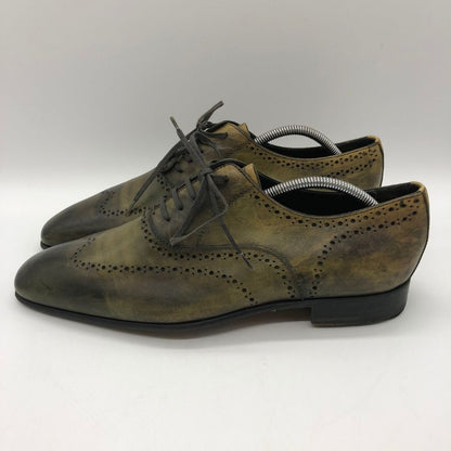 カンパニーレ レザーシューズ ウイングチップ フルブローグ グリーン サイズ6.5 Campanile 約25.0cm【PTM3】