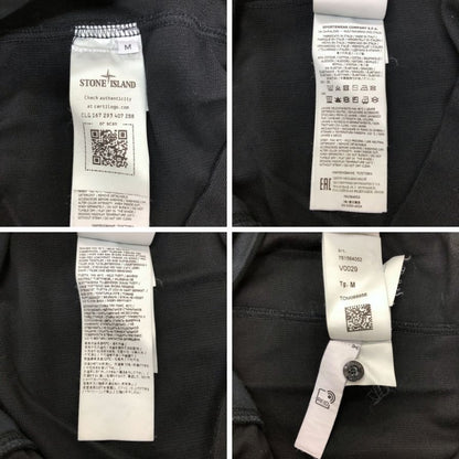 中古◆ストーンアイランド Tシャツ ロング ロンT ワンポイント クルーネック ブラック サイズM メンズ STONE ISLAND 【AFB34】