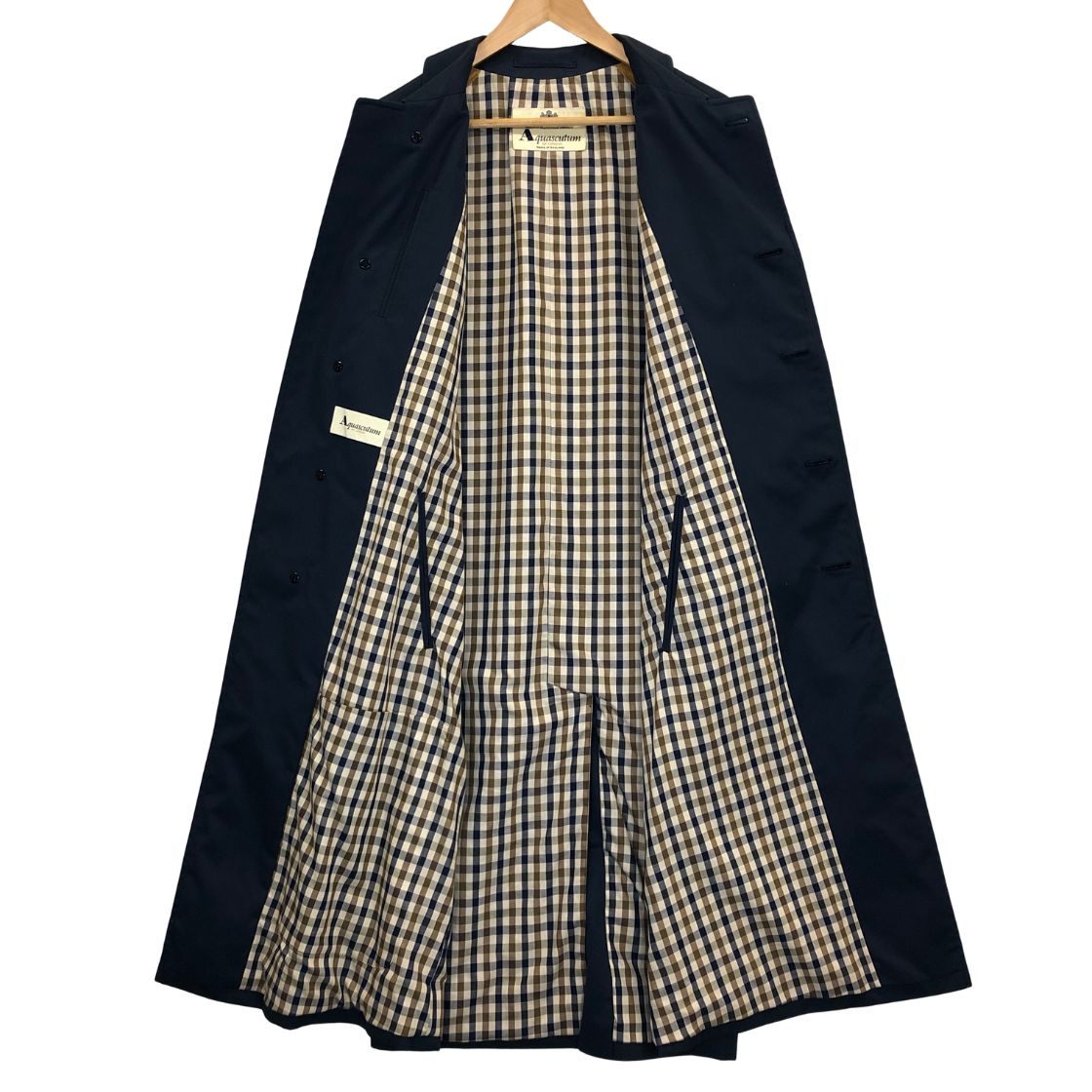 美品◆アクアスキュータム バルカラーコート  イングランド製 メンズ  ネイビー サイズ表記無し Aquascutum 【AFB2】