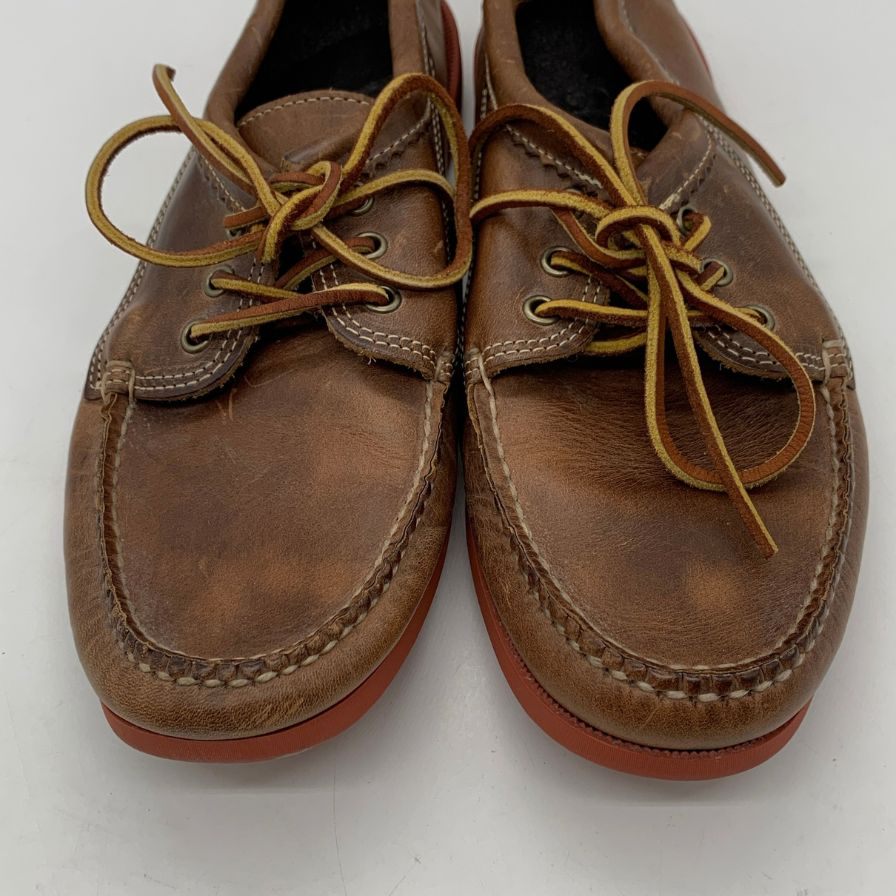 クオディ モカシン デッキシューズ SHIPS別注 レザー ブラウンサイズUS9 メンズ QUODDY 約27.0cm【AFC40】