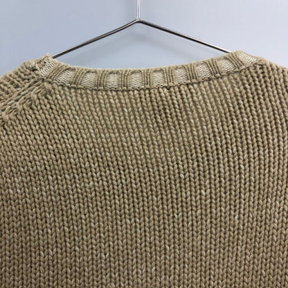 美品◆エルメネジルドゼニア ニットセーター カシミヤ100% クルーネック ベージュ系 サイズ50 メンズ Ermenegildo Zegna 【AFB41】