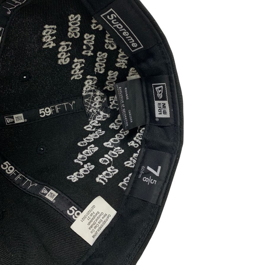 シュプリーム ニューエラ ベースボール キャップ 21ss Champion Ship Box Logo 刺繍 デザイン ブラック 7 5/8（60.6cm) Supreme NEW ERA【AFI20】