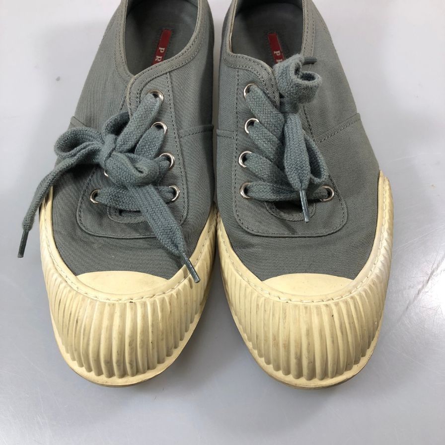 プラダ スニーカー 5638 キャンバス トゥチップ グレー系 レディース サイズ36.5 PRADA 約23.5cm【AFC49】