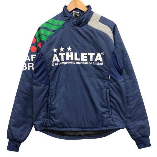 極美品◆アスレタ ダウン トレーニングウェア ファスナー ポリエステル  メンズ ブルー サイズM  ATHLET 【AFB14】
