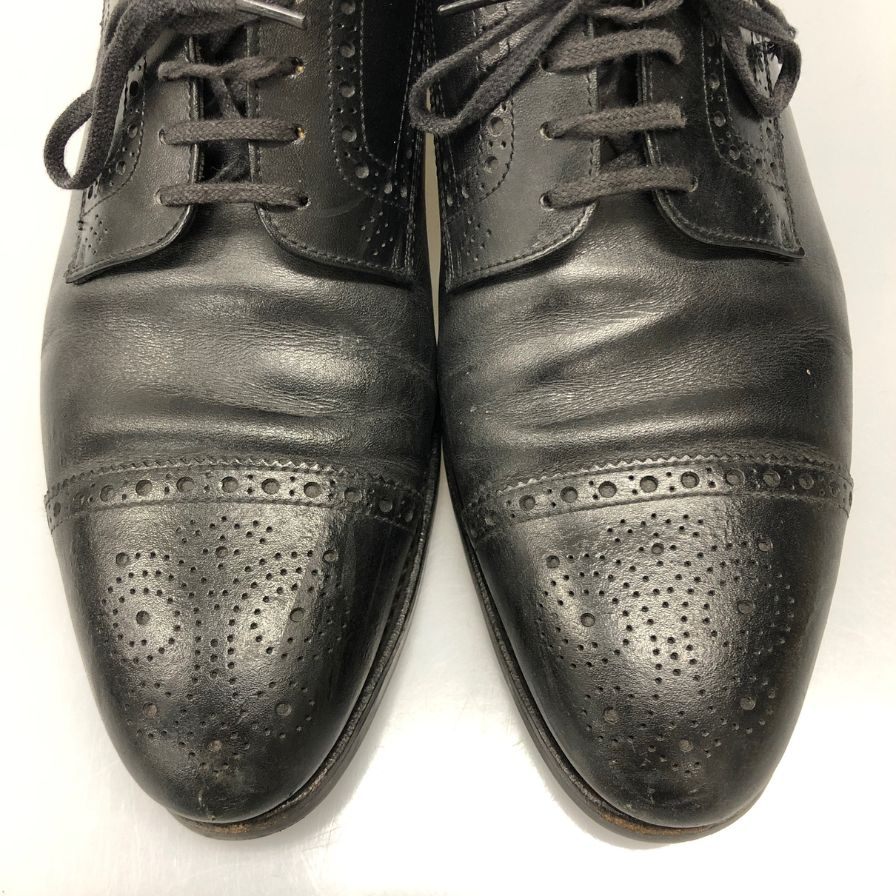 ユニオンインペリアル レザーシューズ プレミアム セミブローグ パンチドキャップトゥ U1541 カーフ メンズ ブラック サイズ8.5 UNIONIMPERIAL 約27.0cm【AFC6】