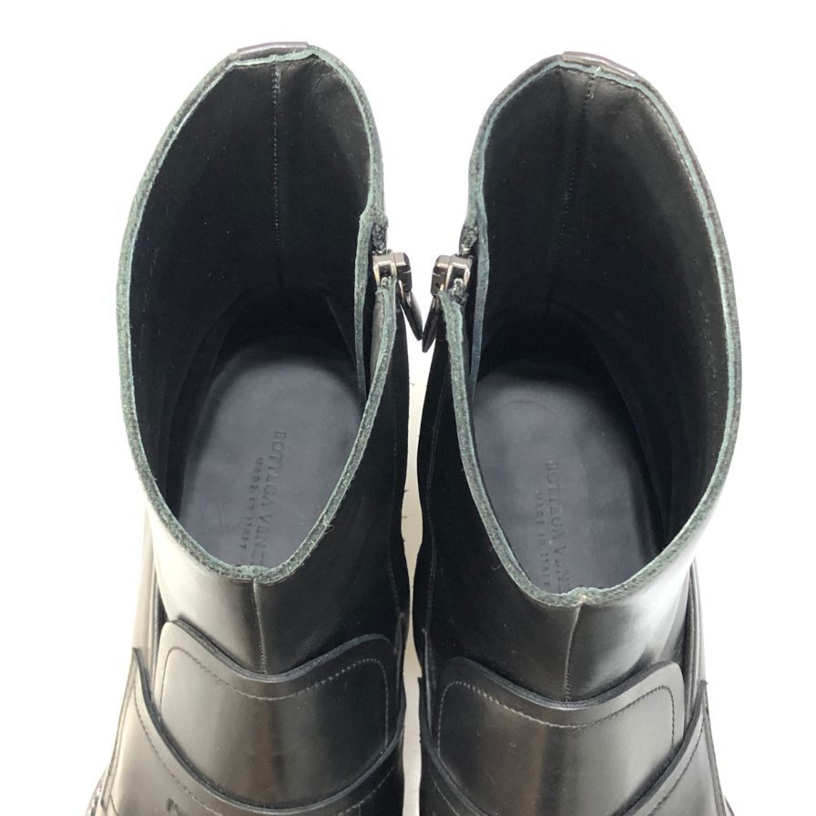 ボッテガヴェネタ レザーローファーブーツ サイドジップ イタリア製 メンズ サイズ40 ブラック BOTTEGA VENETA 約25.0cm【AFC4】