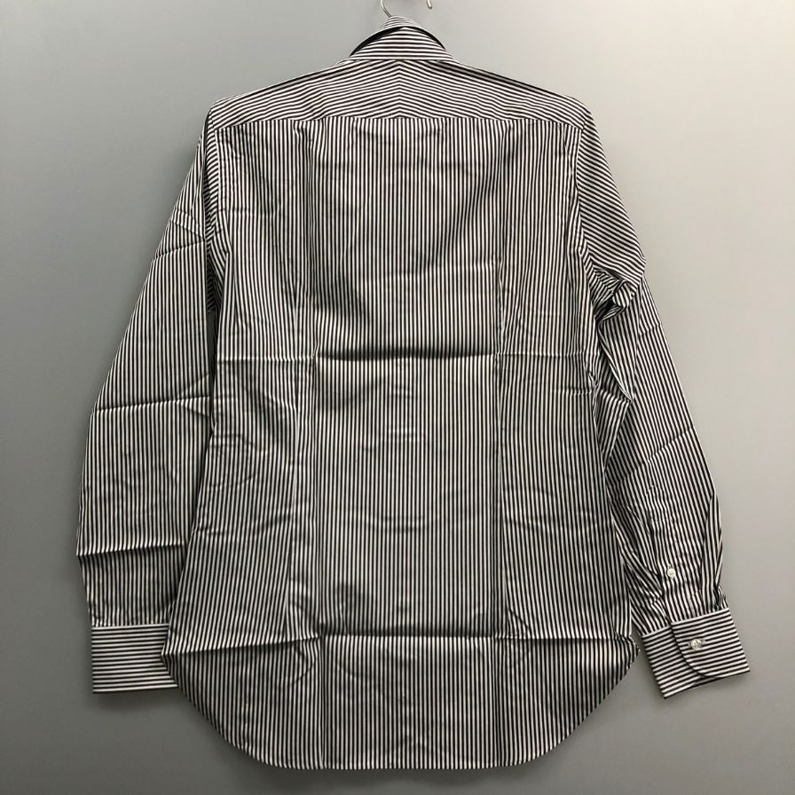 美品◆ビームスエフ ストライプ柄 Yシャツ メンズ サイズ39 ブラック×ホワイト BEAMS F 【AFB43】