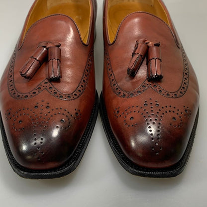 エドワードグリーン タッセルローファー タッセルズ ブローグ ウィングチップ ブラウン メンズ サイズ9E 100ラスト EDWARD GREEN TASSELS ビジネスシューズ 約27.5cm【LA】【中古】