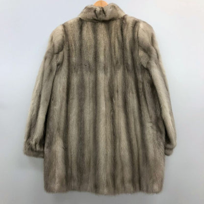 中古◆エレガンスファー サファイアミンク ハーフコート スタンドカラー グレー フリーサイズ 毛皮 ELEGANCE FUR 【AFF21】