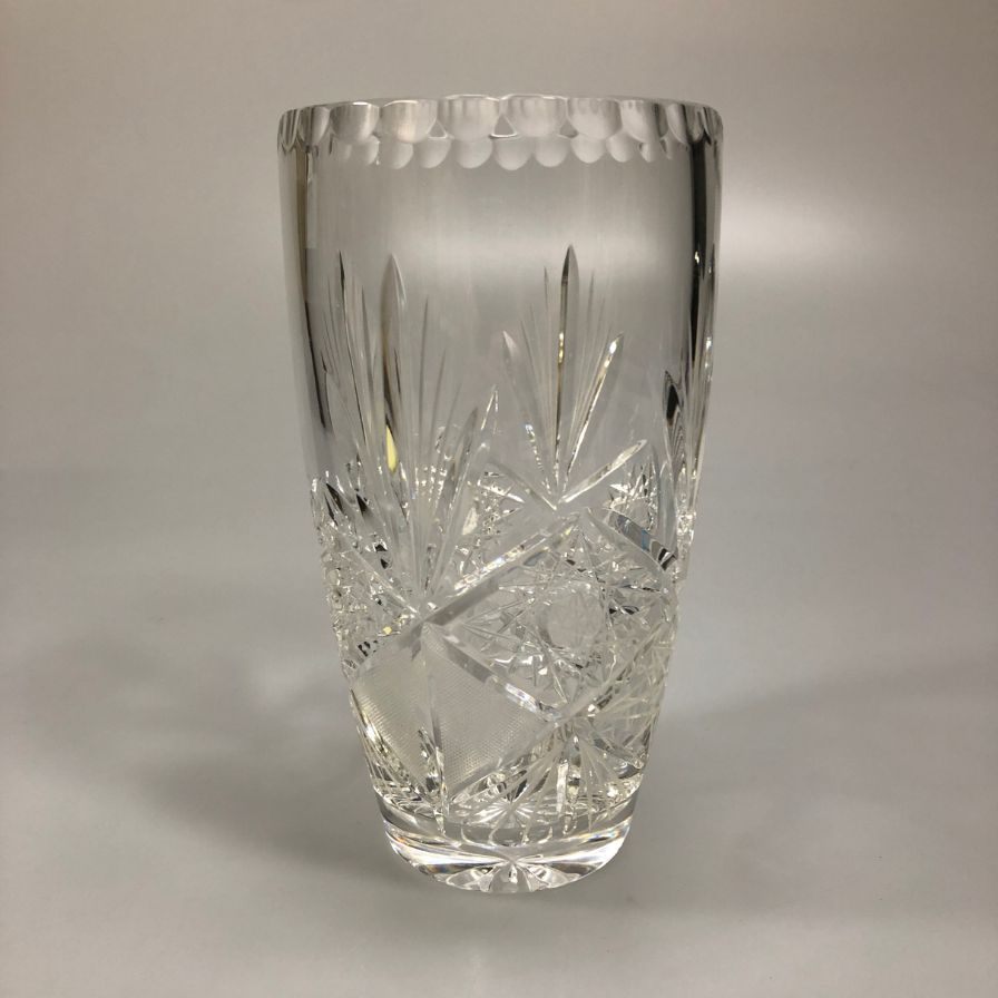 ボヘミア レッド クリスタル ガラス 花瓶 クリスタル BOHEMIA LEAD CRYSTAL GLASS【AFI28】【中古】
