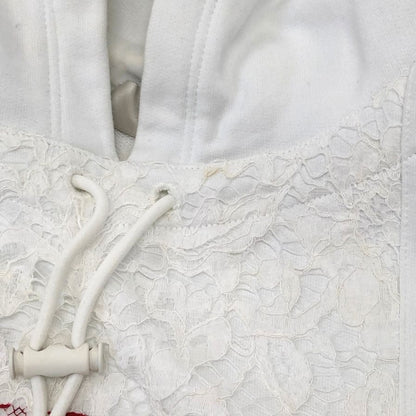 中古◆ヴァレンティノ パーカー レース 装飾 プリント 切替 WB3MF10S6FU ホワイト レディース サイズXS VALENTINO 【AFB2】