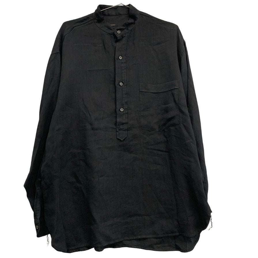 極美品◆コモリ 26SS リネンWクロス プルオーバーシャツ ブラック メンズ サイズ2 D01-02009 COMOLI 【AFB7】
