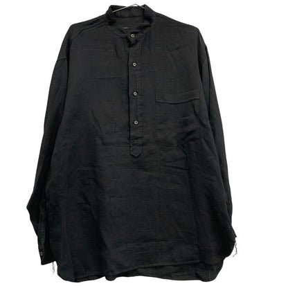 極美品◆コモリ 26SS リネンWクロス プルオーバーシャツ ブラック メンズ サイズ2 D01-02009 COMOLI 【AFB7】
