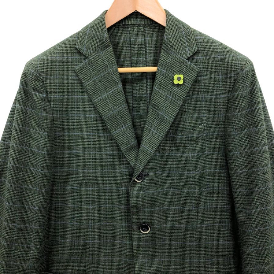 美品◆ラルディーニ テーラードジャケット 段返り3B グリーン メンズ サイズ46 LARDINI 【AFB26】