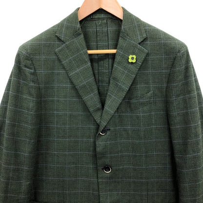 美品◆ラルディーニ テーラードジャケット 段返り3B グリーン メンズ サイズ46 LARDINI 【AFB26】