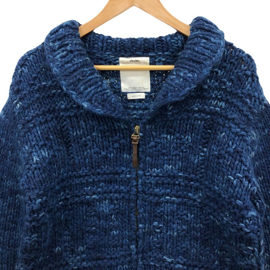 中古◆ヴィズヴィム ビズビム インディゴ カウチン ニット ジャケット 初代 INDIGO COWICHAN F.Z. 11FW  藍染 ウール  メンズ  サイズ2 visvim 【AFB34】