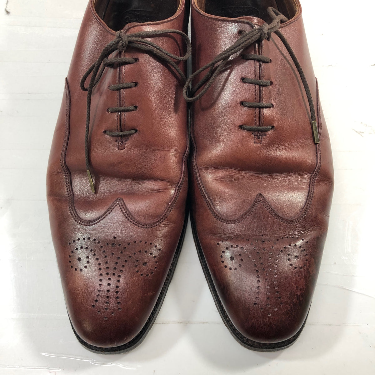 クロケット&ジョーンズ レザーシューズ TRESHAM ブラインドブローグ カーフ バーガンディ メンズ サイズUK9D CROCKETT&JONES 約27.5cm【AFC44】