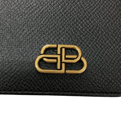 バレンシアガ スマホケース 手帳型 ブラック レザー iPhone X/XS ストラップ付 ユニセックス BALENCIAGA【AFB54】【中古】