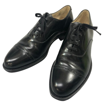 ブルックスブラザーズ レザーシューズ 内羽 パンチドキャップトウ ストレートチップ ブラック メンズ サイズ24.5 Brooks Brothers 約24.5cm【AFC33】