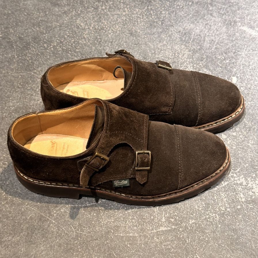 パラブーツ レザーシューズ ダブルモンクストラップ ウィリアム スエード メンズ ブラウン サイズUK7 Paraboot ビジネスシューズ 約25.5cm【LA】【中古】